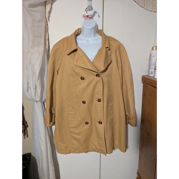 Lane Bryant Jackets & Blazers - Lane Bryant Women's 18/20 Mustard * Tan Short Trench Coat Jacket Double Breasted